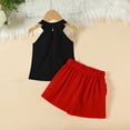 thumbnail image 6 of Mifsaly Girls 2 Piece Summer Outfit Sets Halter Neck Sleeveless Tops with 3D Rose Applique and Decorative Buckle Wrap Skort Shorts Kids Fashion Party Casual Clothes, 6 of 6