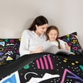 thumbnail image 4 of Feelyou Memphis Bedding Comforter Set 7pcs, Cycle Square Abstract Queen Bedding Sets, 4 of 8
