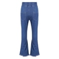thumbnail image 2 of Alvivi Kids Girls Ruffle Flare Raw Hem Denim Pants High Waisted Bell Bottom Jeans Casual Trousers Type E 110/XL, 2 of 7