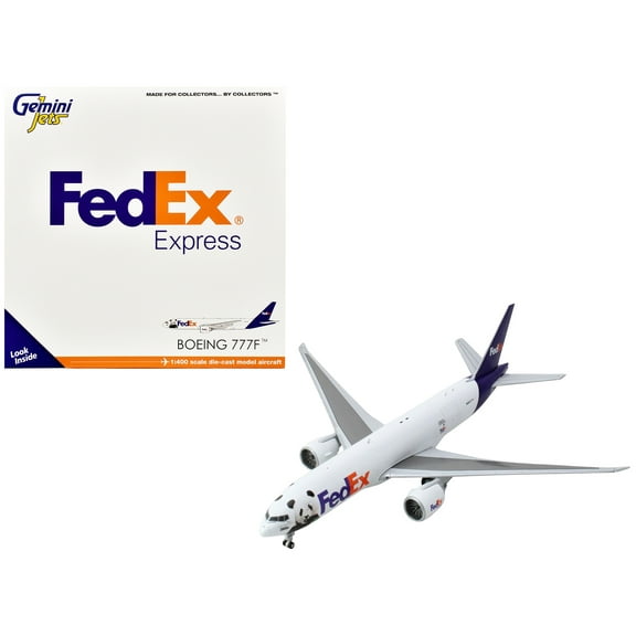 Boeing 777F Commercial Aircraft "Federal Express (FedEx) - Panda Express" (N886FD) White with Purple Tail 1/400 Diecast Model Airplane by GeminiJets