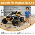 thumbnail image 4 of Holaki 12V Ride on Car Toys UTV, Kids Cars Wheel Electric Power with Remote Control, USB, Bluetooth, Music, 4 Wheels Suspension, LED Light, 2 Seater Electric Vehicles for Boy Girl Age 3-6, Yellow, 4 of 12