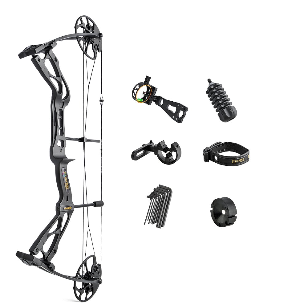 Sanlida Archery Compound Bow Dragon X8 with 3pcs Arrows Kit for Adults and Teens Hunting- Black