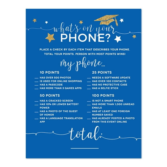 Andaz Press Graduation Game Card Stck, Matte, Royal Blue and Gold 8.5x11", 5 Sheets, 20 Count