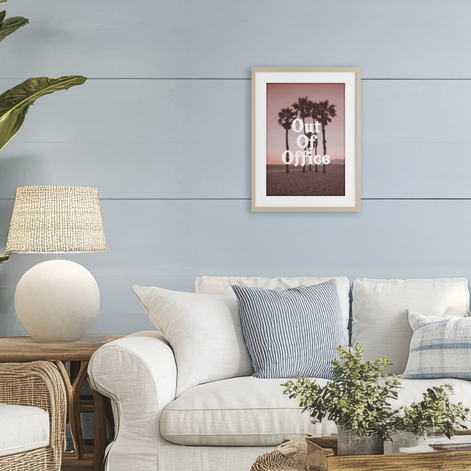 Stupell Industries Pink Tropical Out Of Office Birch Framed Print Under Glass, design by Lil' Rue