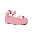 thumbnail image 1 of READYSALTED Women's Open Toe Cute Platform Wedge Ankle Strap Sandals(Pink,Size 7), 1 of 5