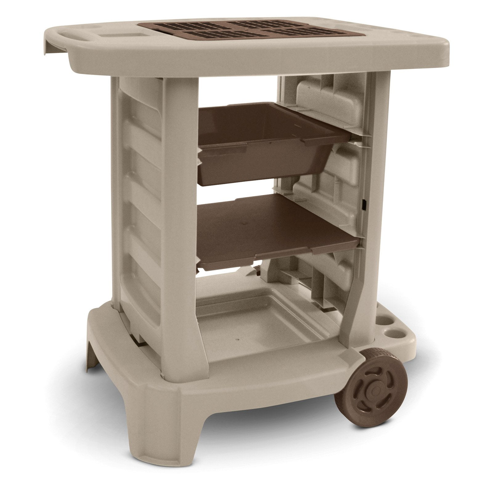 Suncast 33" Resin Garden Center Cart, Light Taupe, GC1500B