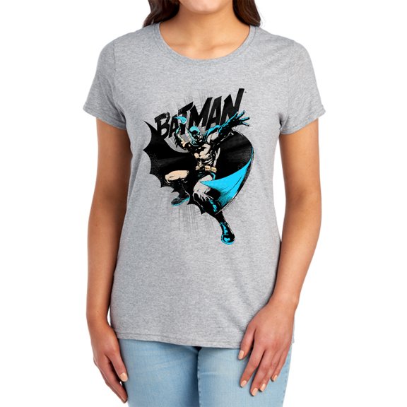 Batman Batarang Throw Women's T Shirt, Athletic Heather, Small