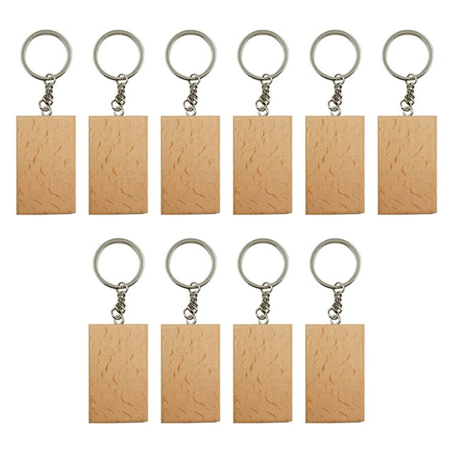 lionlar 10Pcs Key Tag Collectible Accessories DIY Decoration Unfinished Wood Keyring A