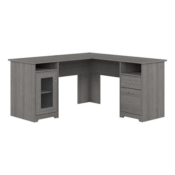 Pemberley Row Engineered Wood Gray L Shaped Computer Desk with Storage 60"