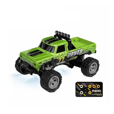 1:64 Scale Alloy RC Monster Truck 2.4G 3-Speed Proportional Remote Control Car with Multi-Vehicle Mode & LED Lights All-Terrain Off-Road Mini Truck for Adults and Hobbyists HG4-229 Olive Green