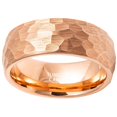 thumbnail image 3 of Tungsten Rings for Men Wedding Bands for Him Womens Wedding Bands for Her 8mm Hammered Brush Dome Rose Gold, 3 of 5