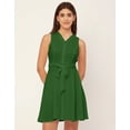 thumbnail image 2 of Moomaya V Neck Rayon Sleeveless Fit And Flare Dress Summer Fashion Women's Dress, 2 of 9