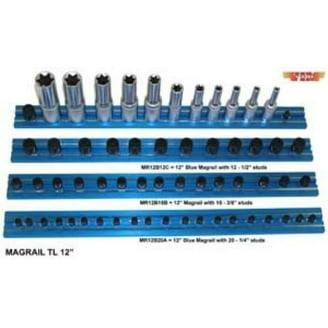 VIM Tools MRTRAY14B Magnetic Socket Tray With 3 Blue Magrails - Organize Your Sockets