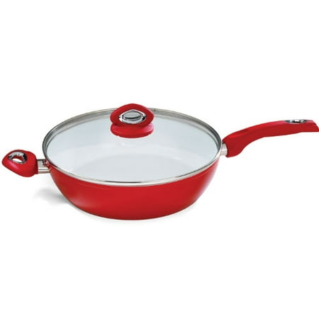 Bialetti Aeternum Collection Red Ceramic and Silicone Saute Pan With ...