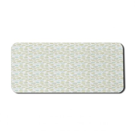 Autumn Computer Mouse Pad  Rhythmic Pastel Tones Leaves Illustration Print on Plain Backdrop  Rectangle Non-Slip Rubber Mousepad X-Large  35  x 15  Gaming Size  White Pale Green  by Ambesonne