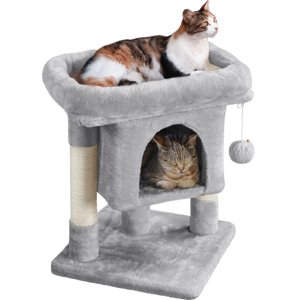 Alden Design 2-Level Cat Tree, 23 Inches, Light Gray