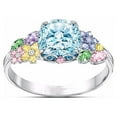 thumbnail image 2 of Women's Multi-Color Gemstone Square Imitation Diamond Zircon Ring, 2 of 2