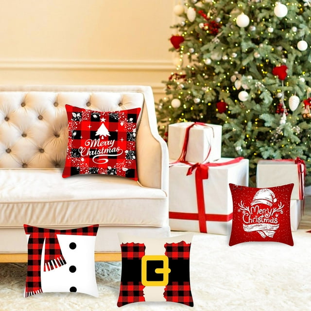 Jusqu'à 65 % de Réduction sur Housse de Coussin de Noël SMihono, Forme Flocon de Neige, Forme Père Noël Élan, Rouge Classique de Noël