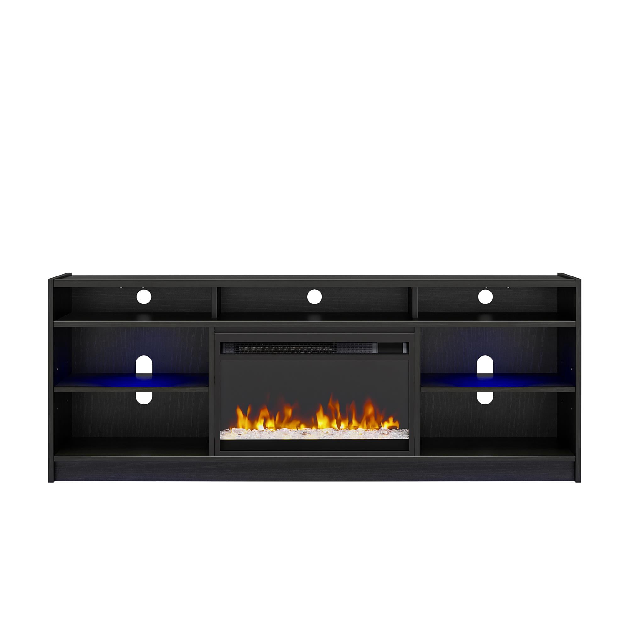 Ameriwood Home Luna Fireplace TV Stand for TVs up to 75", Nightfall Oak