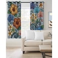 thumbnail image 2 of Boho Colorful Floral Kitchen Curtains Spring Flowers Vintage Abstract Art Cafe Short Curtains for Bathroom Blackout Window Curtain Small Window Treatment Drapes for Bedroom Living Room 52"x45"x2, 2 of 9