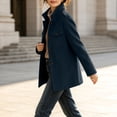 thumbnail image 6 of Jovrlynd Womens Trench Coat Winter Stand Collar Button Down Long Wool Overcoats with Pockets, S-3XL, 6 of 9