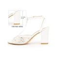 thumbnail image 2 of BLISSFUL STEP T Strap Heels Floral Embroidered Block Heel Sandals for Women White (Size 9.5), 2 of 7