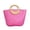 Hot Pink, variant on Breathable Woven Straw Shoulder Bag, Sturdy Rattan Circle Top Handle Open Top Handbag, Vacation Beach Daily Carry Tote for Women