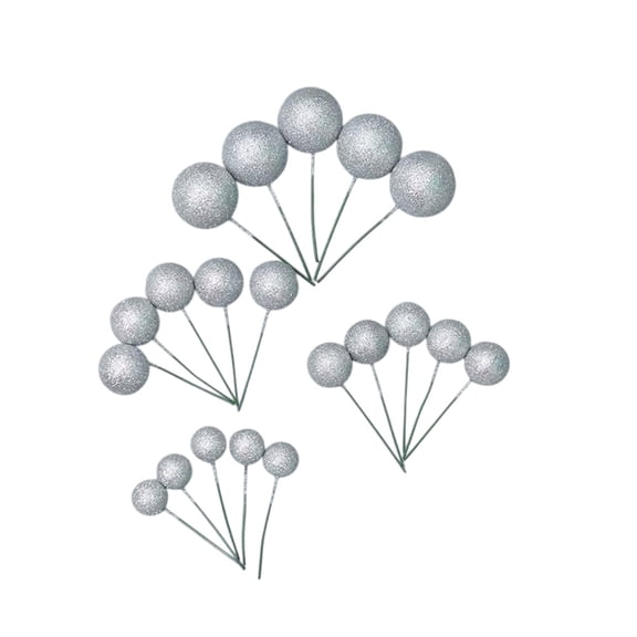 KeirineCC Baking Cake Decorations Colorful Foam Balls And Glitter Balls Birthday Cake Decorations 1 Pack Of 20 Pieces,Silver