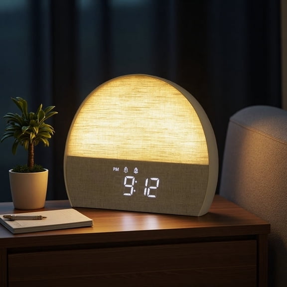 Sunrise Alarm Clock, White Noise Sound Machine for Bedroom, Natural Wake-Up Smart Light, Bluetooth Speaker, Dimmable Clock, Screen-Free Design for Adults Kids Baby Gifts - White