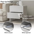 thumbnail image 3 of FURNIWAY Set of 2 Curved Nightstand with 2 Drawers, Wooden Bedside Table with Pop-up Design, Modern End Table for Bedroom, Living Room, White, 3 of 8