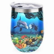 GZHJMY 1 Pcs Egg Cup, Cartoon Underwater World Shark 304 Stainless Steel Vacuum Insulated Cup, U-Shaped Red Wine Cup Eggshell Cup