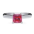 thumbnail image 2 of BERRICLE Sterling Silver Solitaire Red Princess Cut Cubic Zirconia CZ Fashion Ring for Women, Rhodium Plated 1.2 Carat Size 8.5, 2 of 13