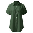 thumbnail image 4 of vigerkar Womens Short Sleeve Button Down Shirts Stretch Oxford Shirts Cotton Dress Shirt Collared Blouse Formal Work Tunic Tops Green, XXL, 4 of 4