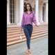 thumbnail image 4 of Blusa Elegante de Larga para Mujer, Estilo Informal, con Cuello Abotonado y Plisada Al Frente. Púrpura S, 4 of 9