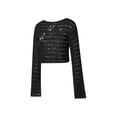 thumbnail image 2 of SAYOO Mujeres Sexy Crochet Hollow Out Crop Top Manga larga See Through Fishnet Cover Up Summer Beach Shirt SAYOO moda, 2 of 9