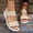 Beige, variant on Women Shoes Women's Elastic Knit Strap Wedge Platform Sandals Spring Summer Open Toe Slip On Sandals for Women Wide Width Large Sizes Soft Stretch Breathable Fabric Non Slip Cushioned Insole Comfort