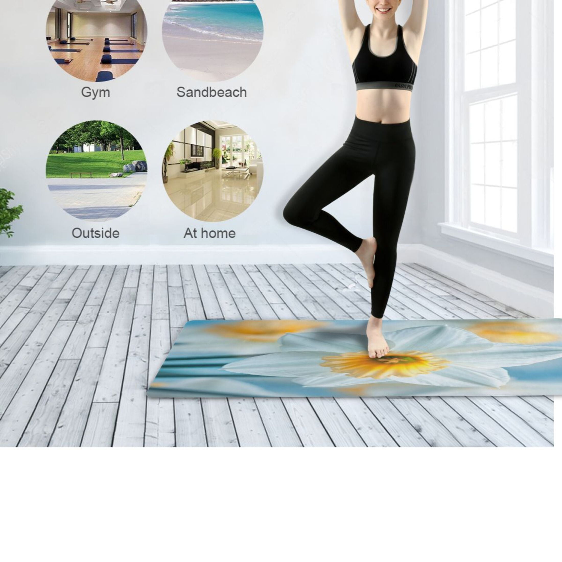 BZSMCE Yoga Mat Women Fitness Mat Graceful White Pattern