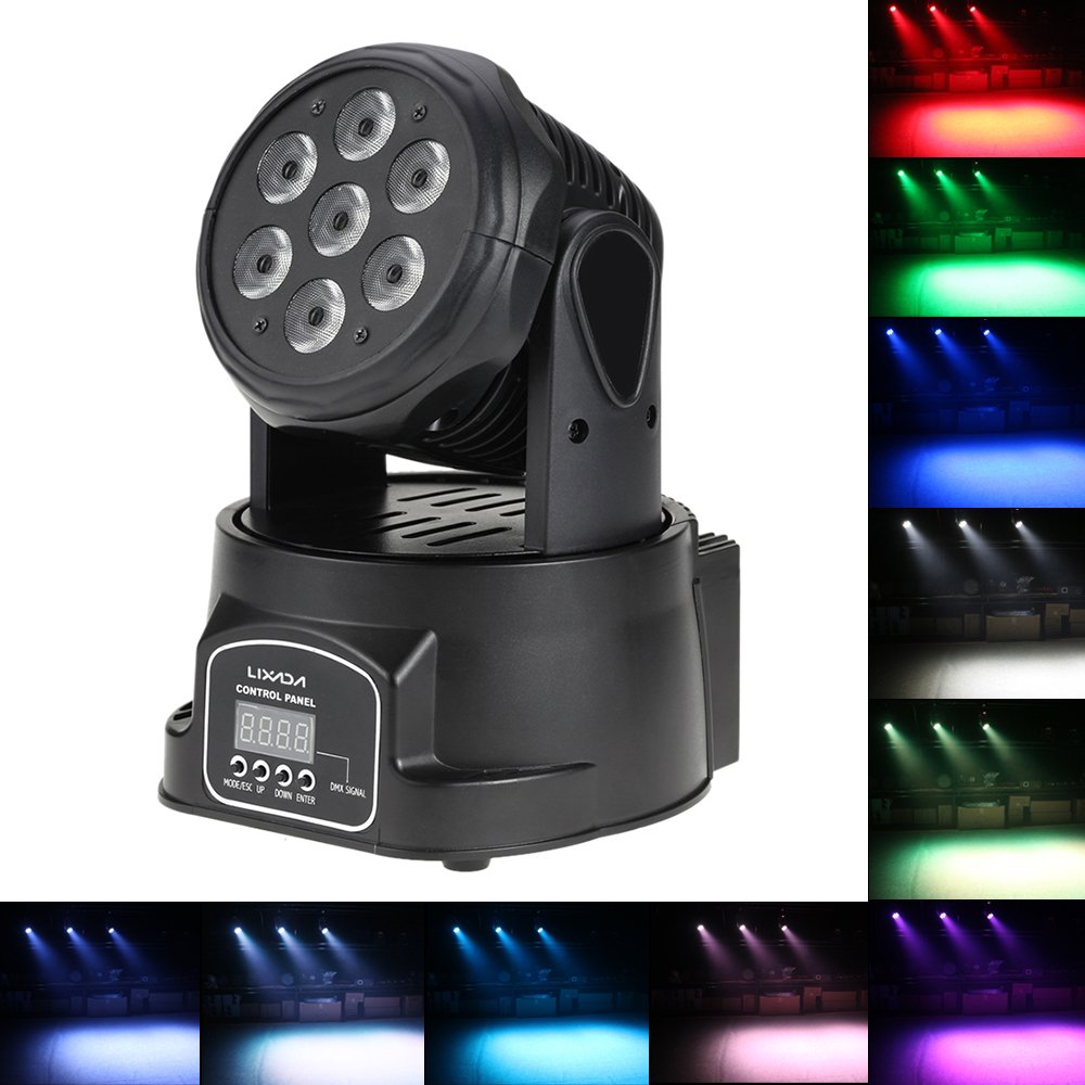 Lixada DMX512 Mini Moving Head Light 4 In 1 RGBW LED Stage Ligfht Lighting Strobe Professional