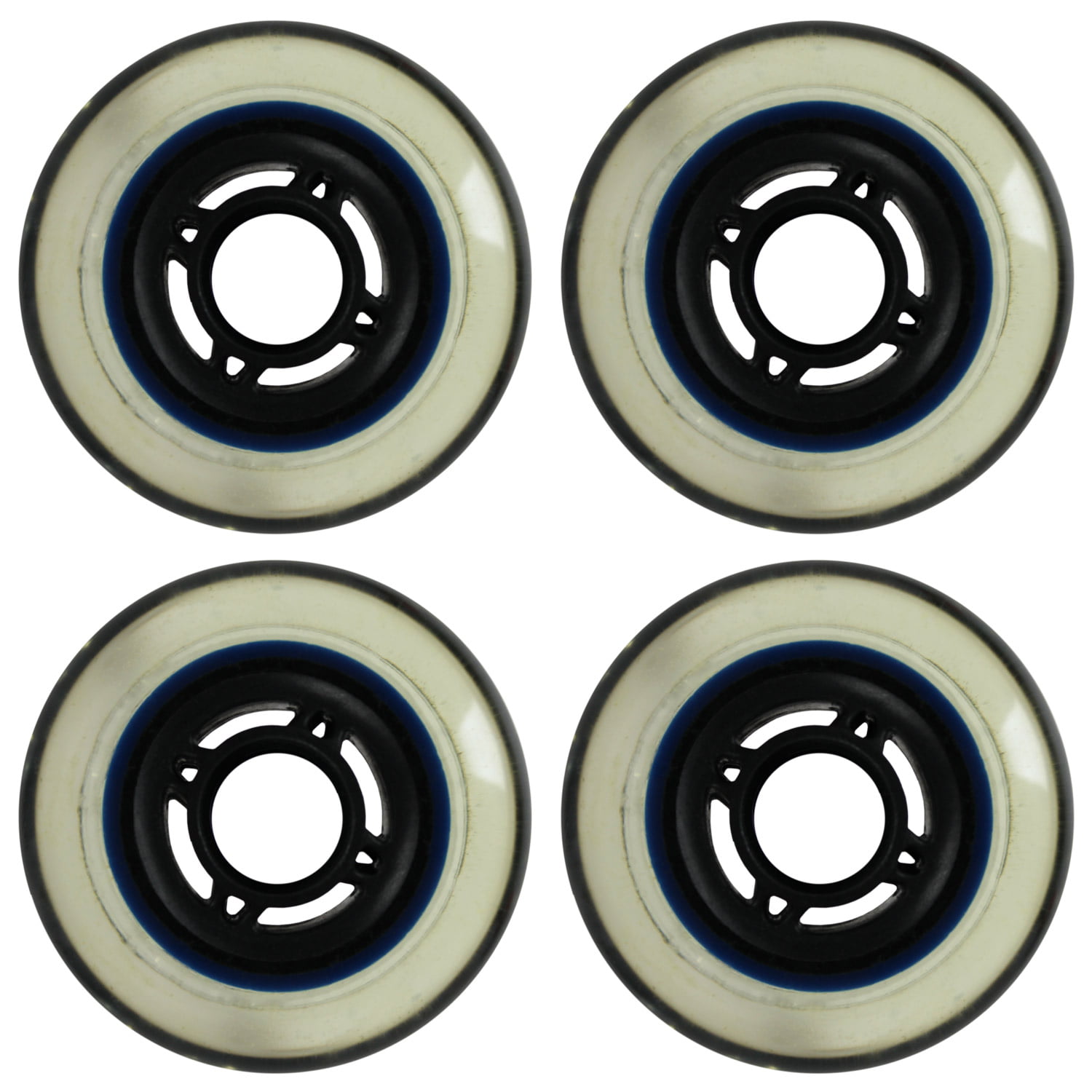 choice Inline Skate Replacement Wheels Black/Clear 76mm 80A 4-Spoke 8 Pack 