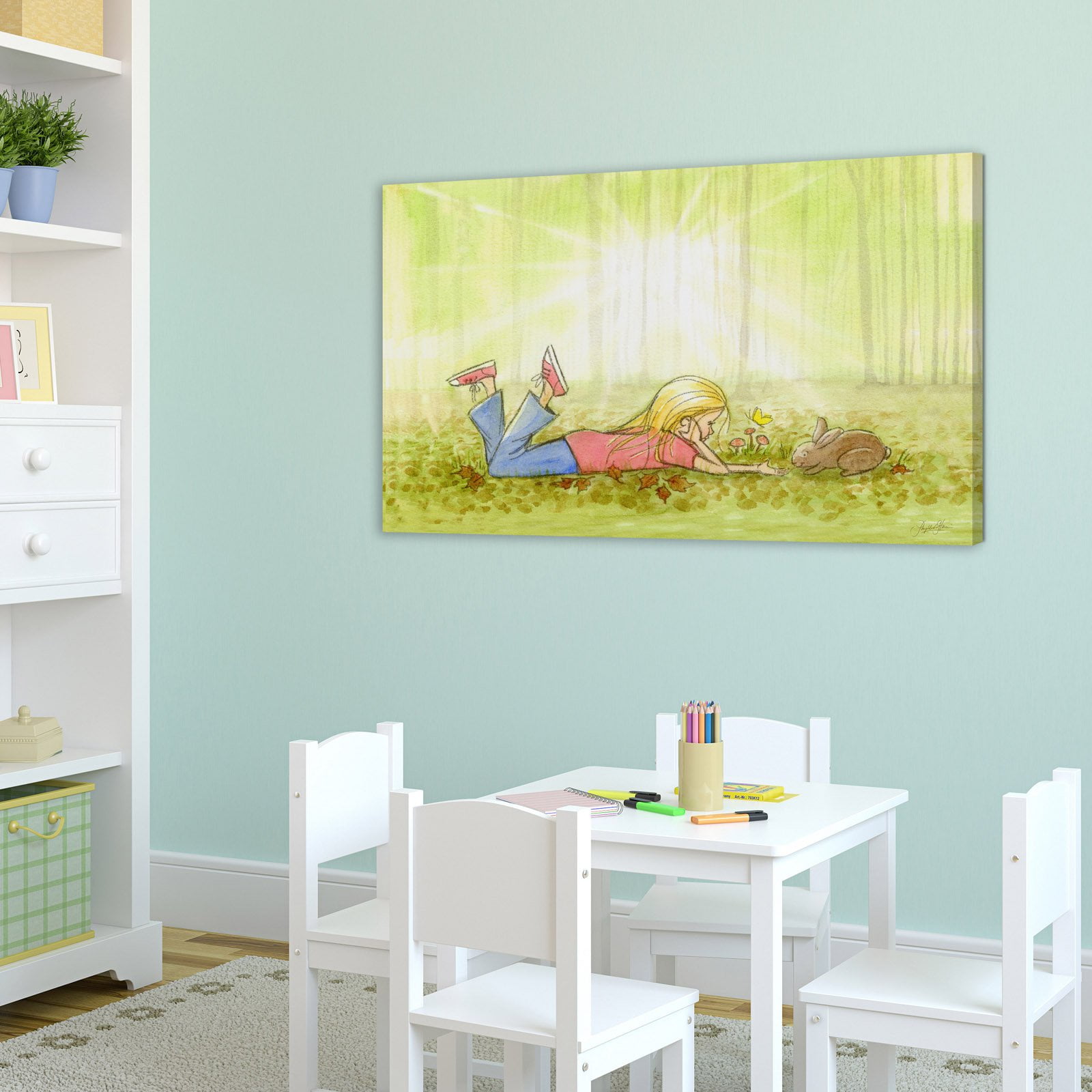 "Girl in the Woods" Painting Print on Wrapped Canvas