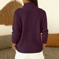 thumbnail image 4 of Women's Cowl Neck Sweater Lightweight Solid Color Long Sleeve Knit Pullover Jumper Tops Dark Purple S, 4 of 4