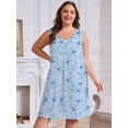 thumbnail image 3 of FEREMO Nightgowns for Women Plus Size Sleeveless Tank Sleep Dress Soft Print Sleepwear, 3 of 6