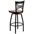 thumbnail image 5 of Emma + Oliver Black Metal "X" Back Swivel Barstool, Cherry Wood Seat, 5 of 6