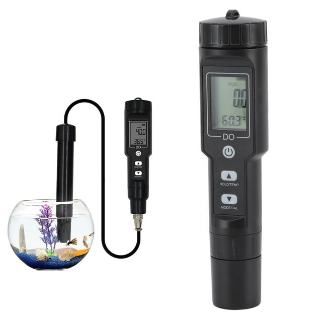 Dissolved Oxygen Meter, Handheld Dissolved Oxygen Meter Detachable Probe Dissolved Oxygen Test Kit Digital Screen Display