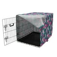 thumbnail image 3 of Floral Dog Crate Cover, Pattern of Monstera Leaf Pink Flowers Tropical Arrangement, Easy to Use Pet Kennel Cover Small Dogs Puppies Kittens, 7 Sizes, Pale Petrol Blue Teal, by Ambesonne, 3 of 6
