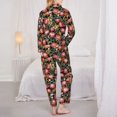 thumbnail image 3 of KLL Watercolor Red Wildflowers Print Women's Long Sleeve Pajamas with Pants Sleepwear Loungewear 2 Set-Medium, 3 of 8