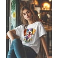 thumbnail image 5 of T Shirts for Women Short Sleeve Cotton Crewneck T-Shirt, Color Paint Puppy Daisy Tee Tops Casual Basic T-Shirts, XS-5XL White 5XL, 5 of 7