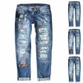 thumbnail image 6 of Women's Easter Jeans Print Ripped Casual Women's Denim Pants Light Blue XL, 6 of 6