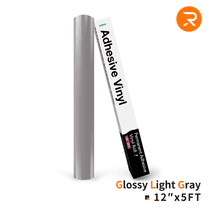HTVRONT 12" x 5" Glossy Light Gray Permanent Adhesive Vinyl for Decoration, Sticker, Craft Cutter, Car Decal