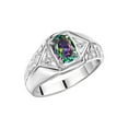 thumbnail image 4 of Rylos 14K White Gold Classic 7X5MM Oval Alexandrite & Sparkling Diamond Ring - Birthstone Jewelry for Men -Size 11, 4 of 7